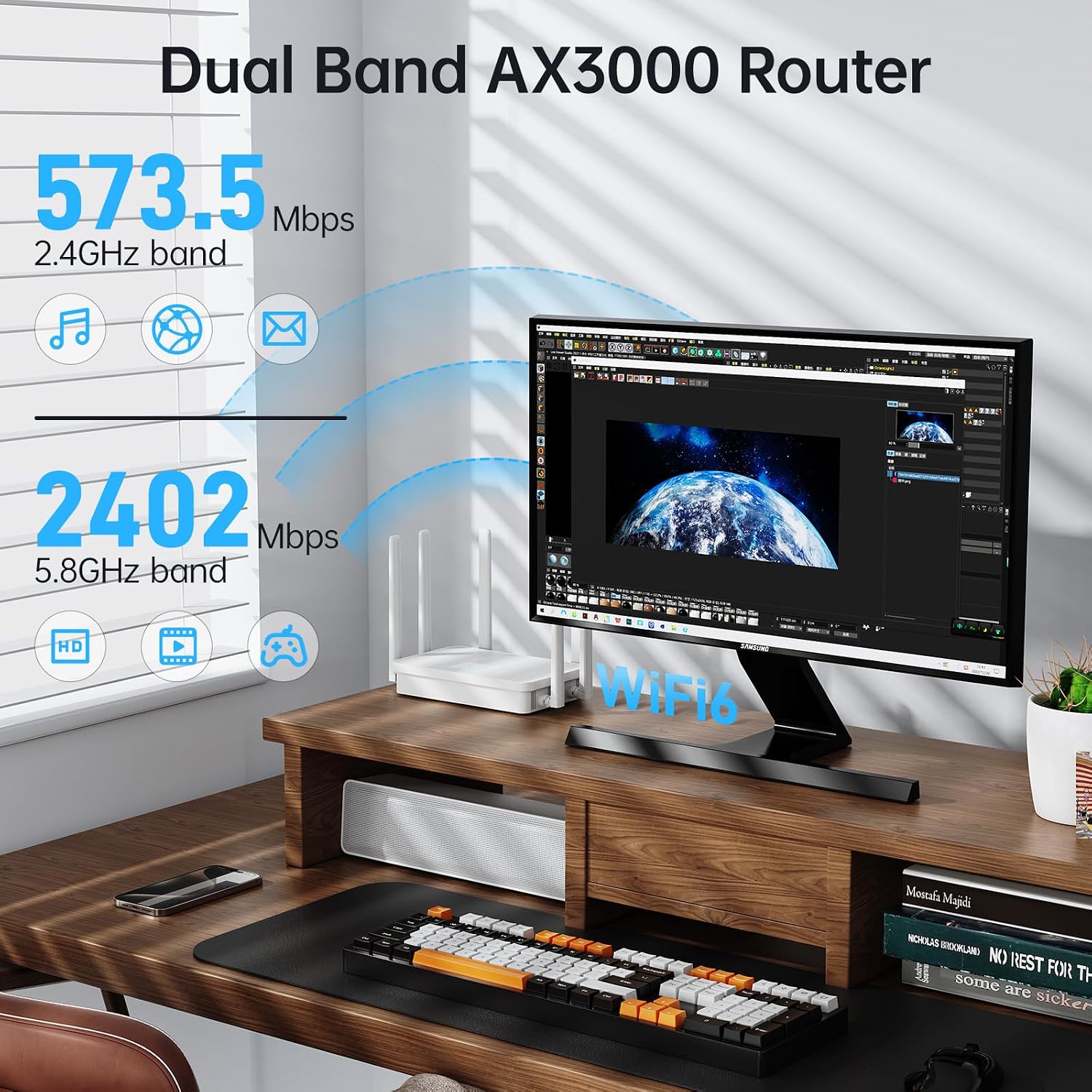 Point-to-Point Wireless Bridge System UeeVii CPE688KIT,With WiFi 6 AX3000 Router, Adjustable Installation Brackets, 5KM Range, Dual Gigabit Ports, 24V/48V POE Power Supply–Complete Wireless Bridge Kit