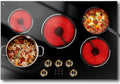 30 Inch Electric Cooktop, 30' Electric Stove 8500W, 5 Burner Ceramic Cook Top Built-in, Knob & Touch Control, Expanded Zone, Child Lock, Pause Function, 220V - 240V Hard Wire, No Plug