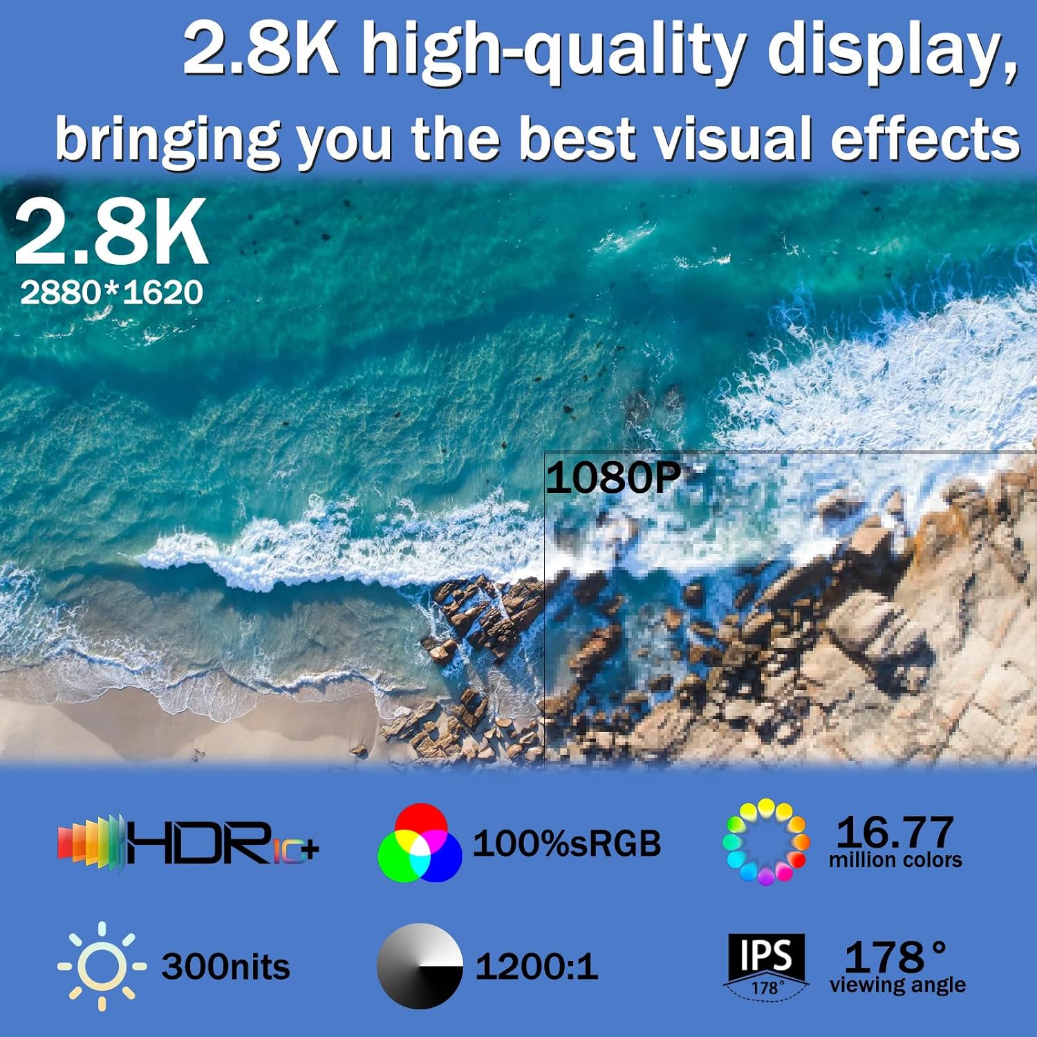 Portable Monitor Touchscreen 15.6' 2.8K Laptop Screen Extender 2880x1620,100Hz,100％sRGB,w/45° Adjustable Stand,mini HDMI USB-C Computer Display for Laptop PC Phone Mac