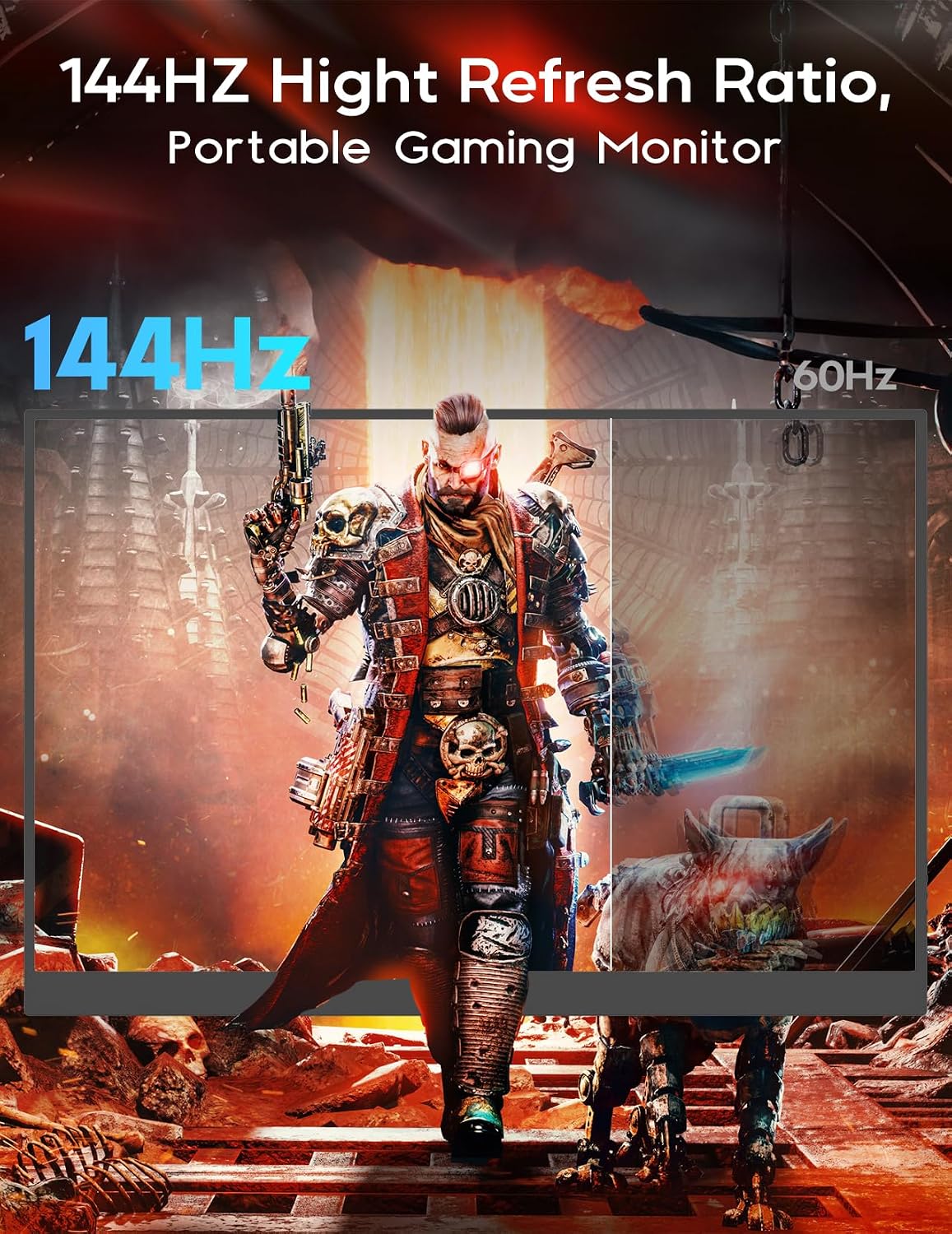 2.5K 144Hz Portable Monitor 18' 2560x1600 Portable Gaming Monitor 100% sRGB FreeSync HDR Laptop Monitor w/VESA & Case, 16: 10 Wide Screen IPS External Monitors for Mac Switch Xbox PS4/5