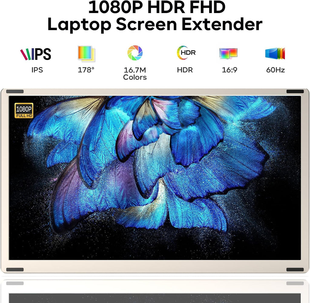 Laptop Screen Extender, 15.6'' 1080P FHD Laptop Monitor Extender with 235°Rotation Detachable Dual Monitor, Plug & Play, Triple Screen for 13'-17.3' Laptops Compatible with Mac/Wins/Android/Dex
