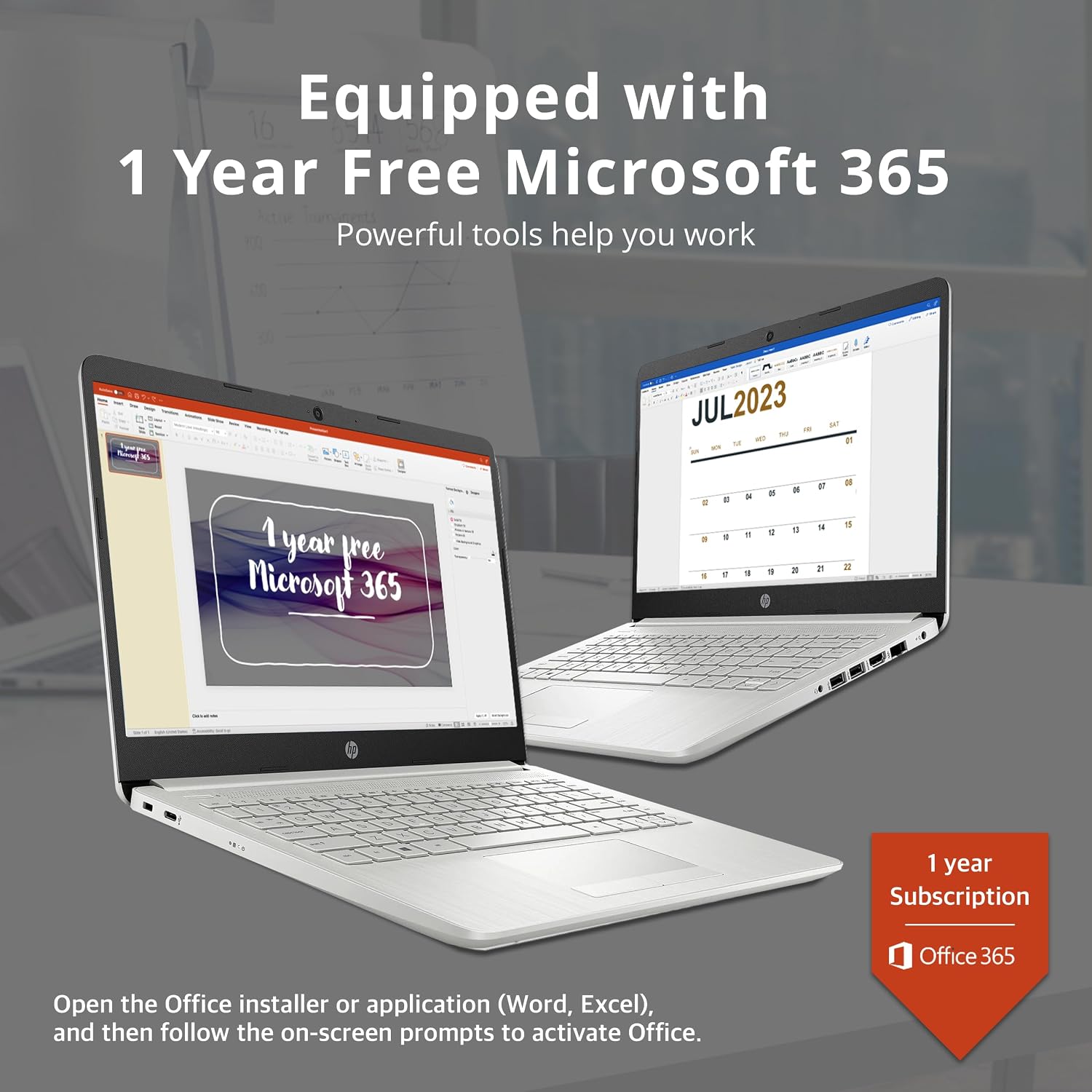 HP Stream 14' HD Laptop, Intel Celeron N4120, 4GB RAM, 64GB eMMC, Intel UHD Graphics 600, 1 Year Office 365, HD Camera, Wi-Fi 5, Bluetooth, Fast Charge, Windows 11 S, Silver, 32GB Hotface USB Card