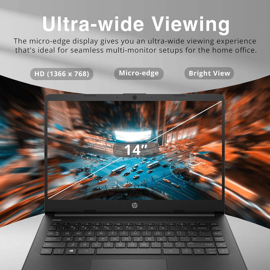 HP Stream 14' HD BrightView Laptop, Intel Celeron N4120 Processor, 16GB RAM, 64GB SSD, Intel UHD Graphics, 720p Webcam, WiFi, HDMI, Win 11 S, Black (Renewed)