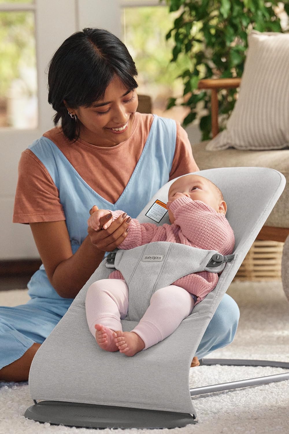 BabyBjörn Bouncer Bliss, Woven Mélange, Light Grey | 2-in-1 Adjustable Baby Bouncer Seat and Toddler Chair, Newborn to Toddler (8-29 lbs), 4 Positions, Lightweight & Portable