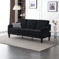 VINGLI Black Couches for Living Room, 71' Small Couch Comfy 3 Seater Upholstered Chenille Sofa Mid-Century Modern Floor Sofas for Small Spaces, Bedroom, Apartment, Lounge, Office