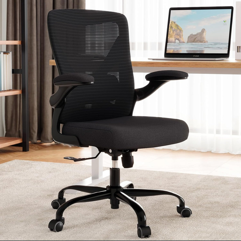 Ergonomic Office Chair - X-Shaped Computer Desk Chairs Comfy, Mesh High-Back Gaming Chair with Adjustable Lumbar Support, Executive Task Chair for Adults, Comfortable for Long Hours, Black, Pack of 4