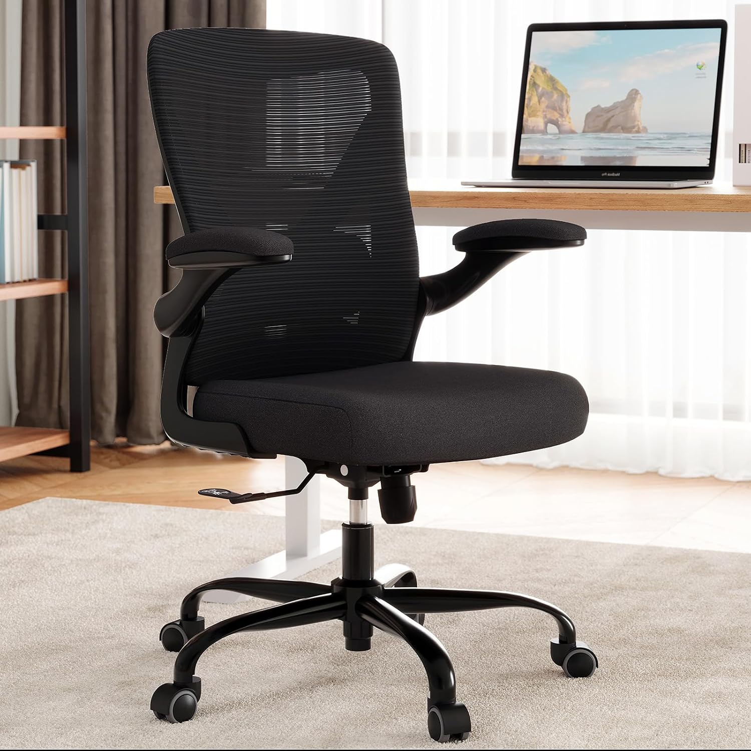Ergonomic Office Chair - X-Shaped Computer Desk Chairs Comfy, Mesh High-Back Gaming Chair with Adjustable Lumbar Support, Executive Task Chair for Adults, Comfortable for Long Hours, Black, Pack of 6