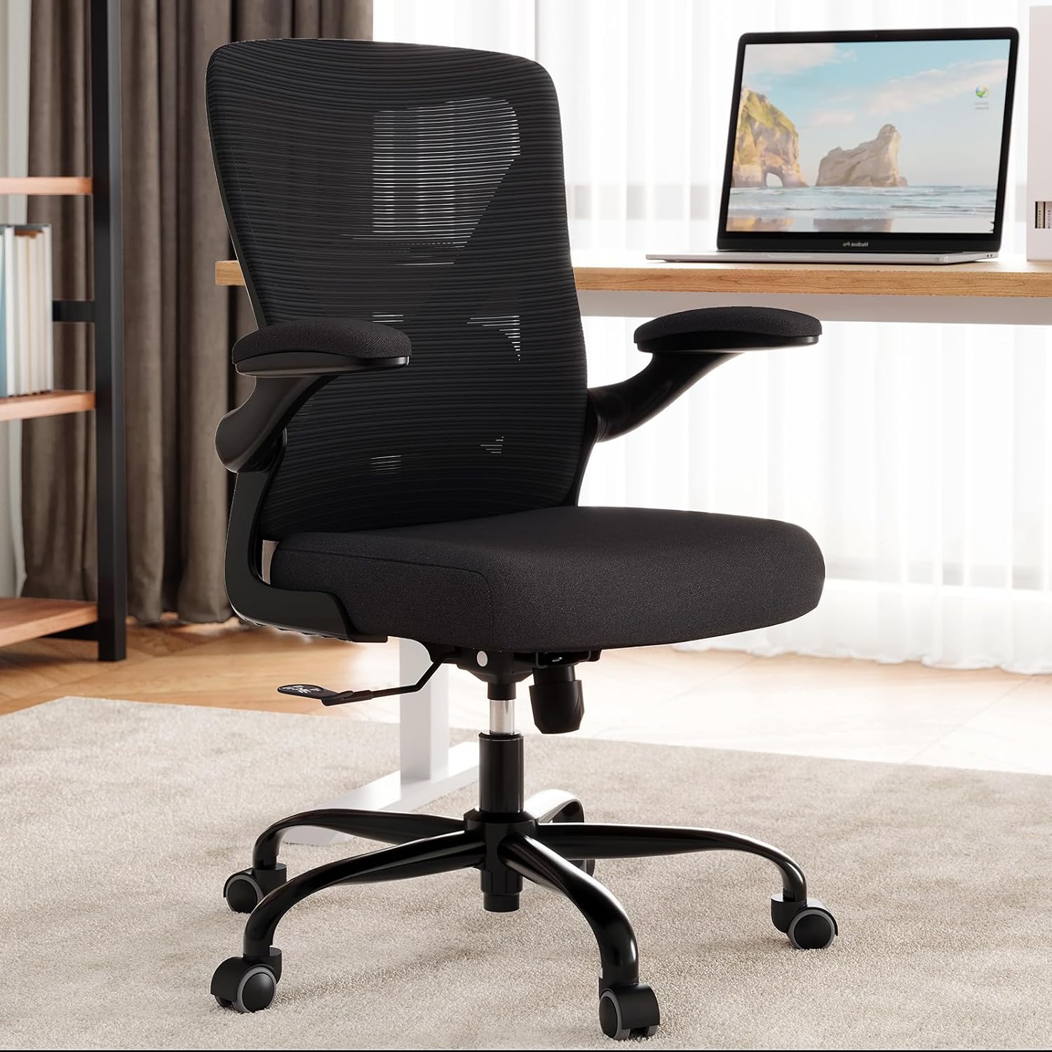 Ergonomic Office Chair - X-Shaped Computer Desk Chairs Comfy, Mesh High-Back Gaming Chair with Adjustable Lumbar Support, Executive Task Chair for Adults, Comfortable for Long Hours, Black, Pack of 8