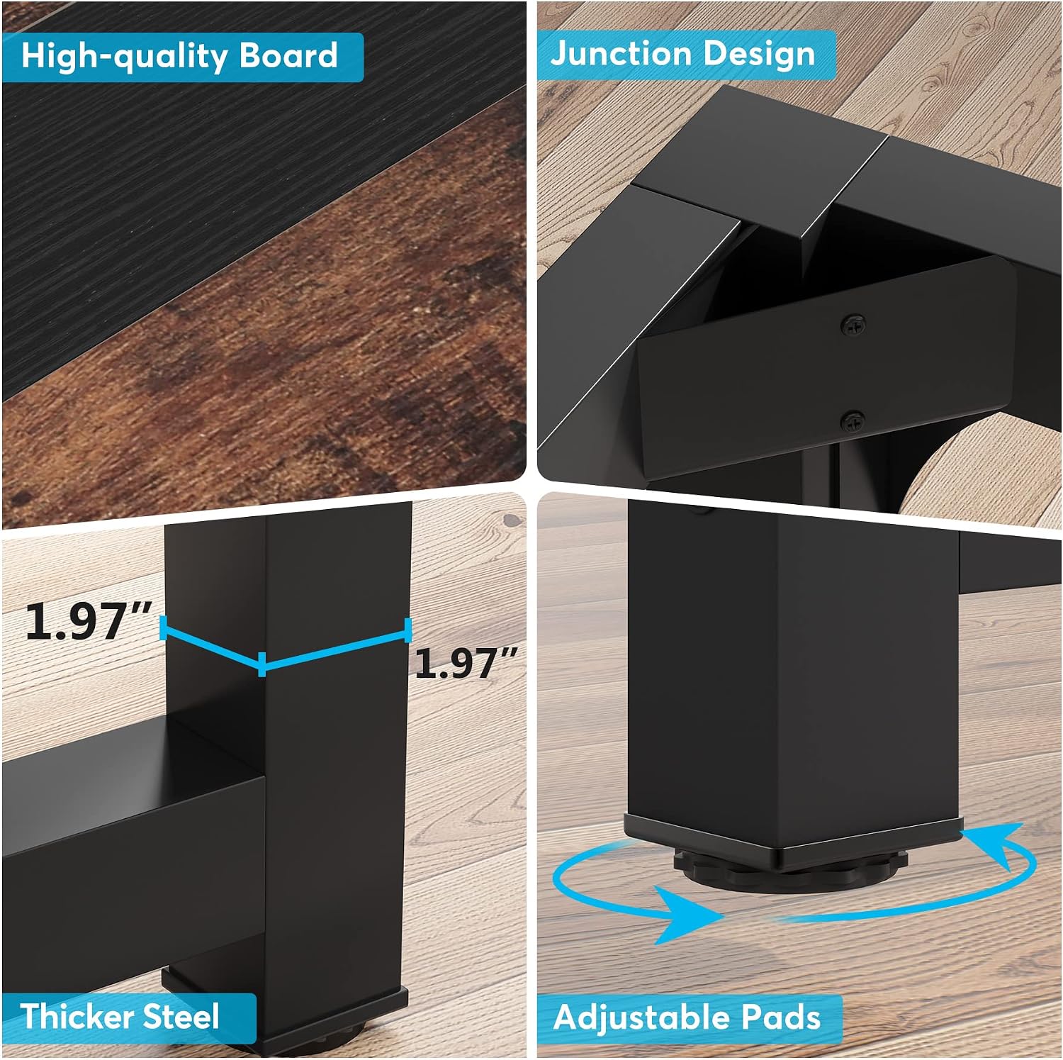 Tribesigns 70.8'Executive Desk, Large Office Computer Desk with Thicken Frame, Modern Simple Workstation Business Furniture for Home Office, Rustic Brown/Black