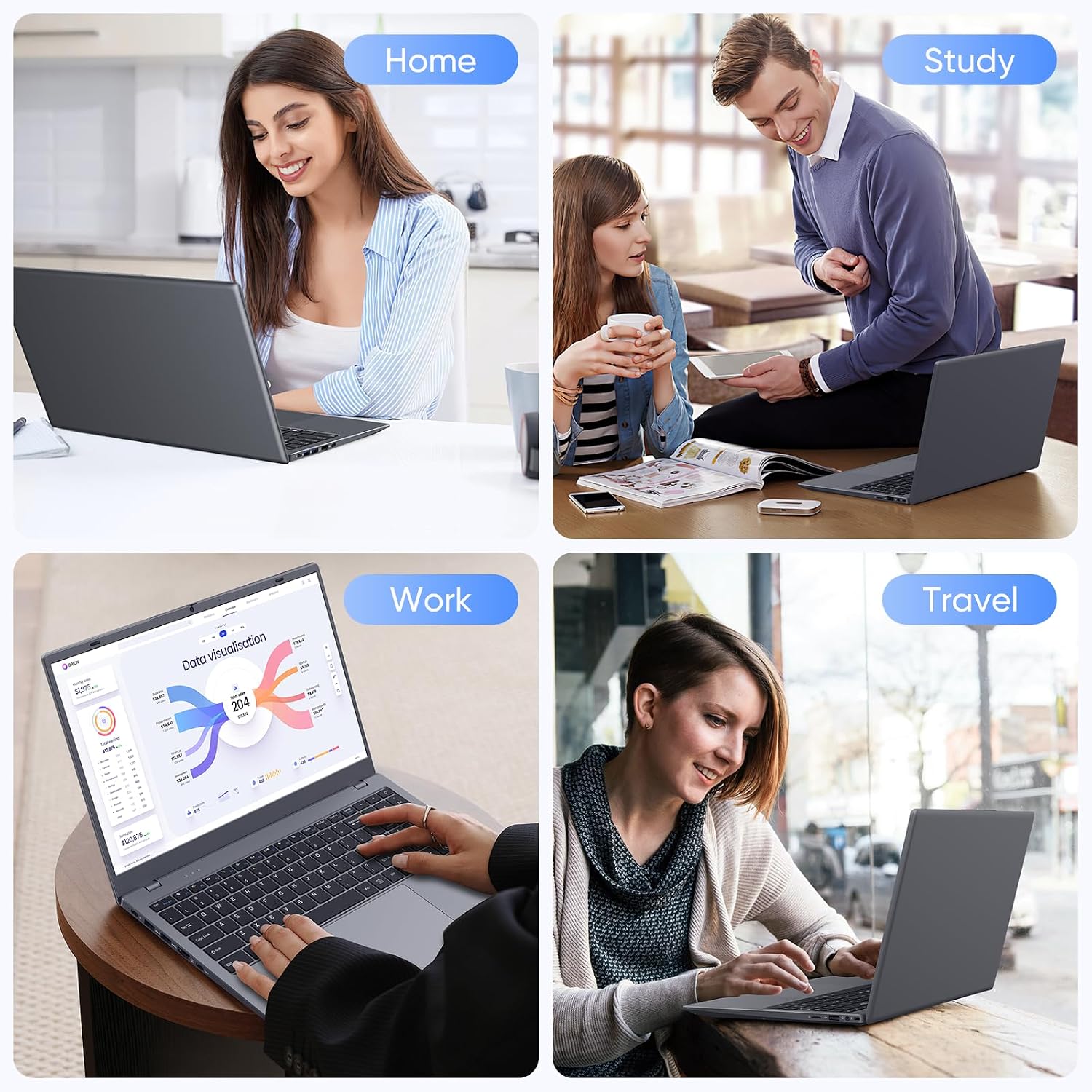 Laptop Computer, AMD Athlon 3020E Processor Up to 2.6GHz, 8GB DDR4 RAM 128GB SSD, 15.6' FHD IPS Display, Perfect for Online Courses, Working from Home, and Watching Video, Gray