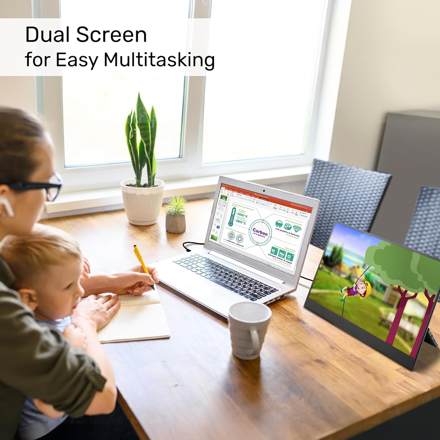 SideTrak Solo Pro 15.8' Portable Monitor for Laptop | FHD 1080P LED IPS Dual Display w/Anti-Glare Screen, USB & Mini HDMI, Laptop Monitor Extender for Mac, PC, Chrome, HDR & Speakers