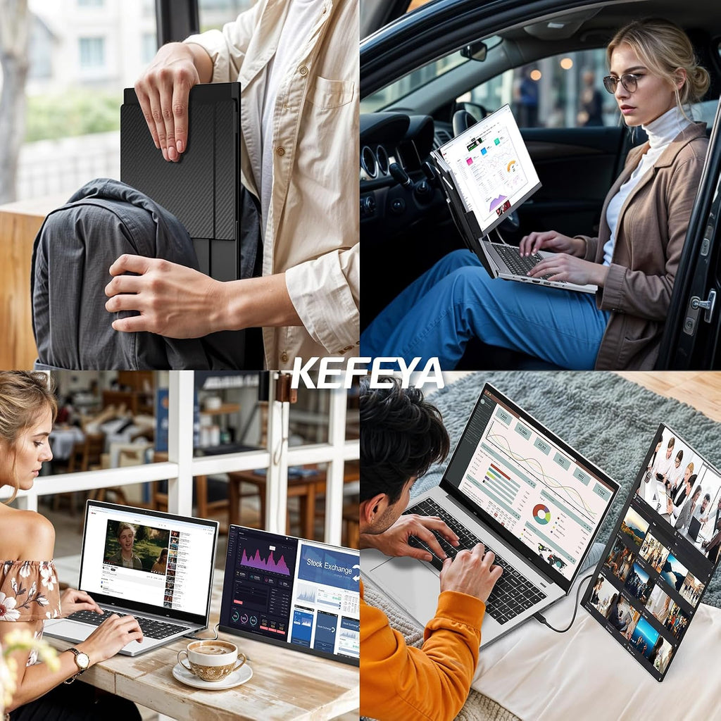KEFEYA Laptop Screen Extender, 15.6' FHD 1080P IPS Portable Monitor for Laptop, Plug and Play Dual Monitor Extender for 13'-17.3' Laptops, Compatible with MAC, Windows, Android, Linux, Chrome