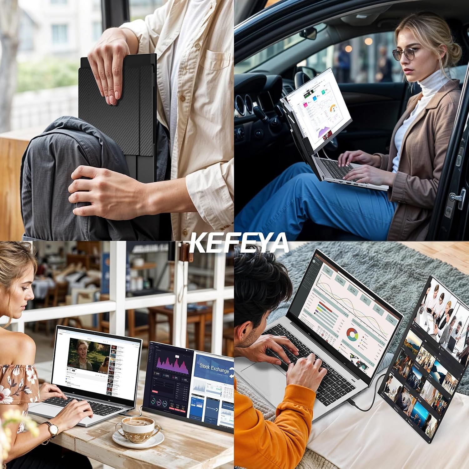 KEFEYA Laptop Screen Extender, 15.6' FHD 1080P IPS Portable Monitor for Laptop, Plug and Play Dual Monitor Extender for 13'-17.3' Laptops, Compatible with MAC, Windows, Android, Linux, Chrome