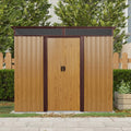 6x8 FT Outdoor Storage Shed, Metal Garden Shed with Frame Floor, Outside Tool Shed with Window, Waterproof Storage Building with Lockable Sliding Doors & Sloped Roof for Backyard, Patio, Lawn, Coffee