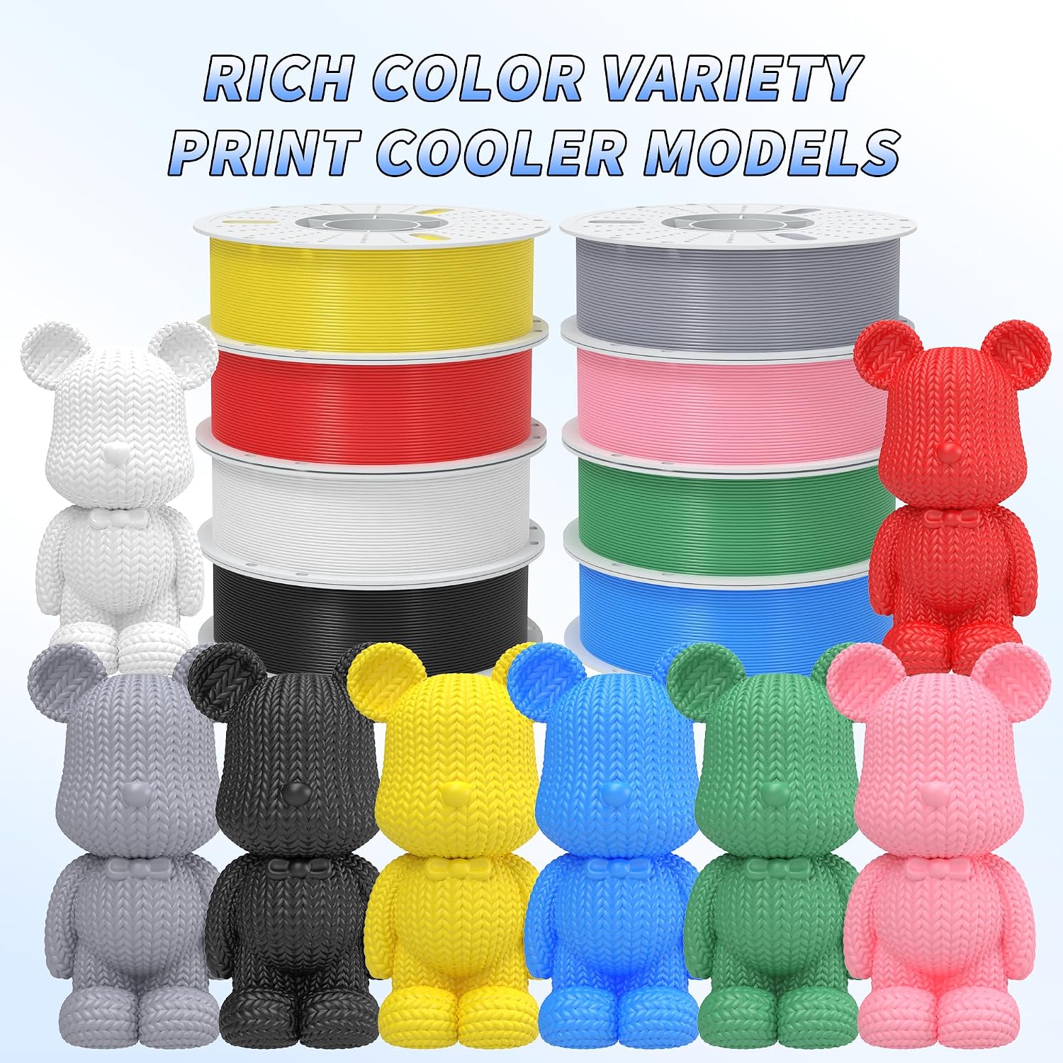 PINBALL PLA 3D Printer Filament 1.75mm Multi-Color Filament 3D Printing PLA Filament Dimensional Accuracy +/- 0.02mm Suitable for Most FDM 3D Printers 8 KG 8 Colors
