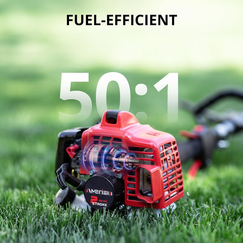 26cc Gas Powered Weed Wacker, 3-in-1 String Trimmer/Edger/Brush Cutter, 2-Cycle Air-Cooled Engine, 16' Cutting Width, 10' Brush Blade, Rubber Handle & Shoulder Strap, Quick Start