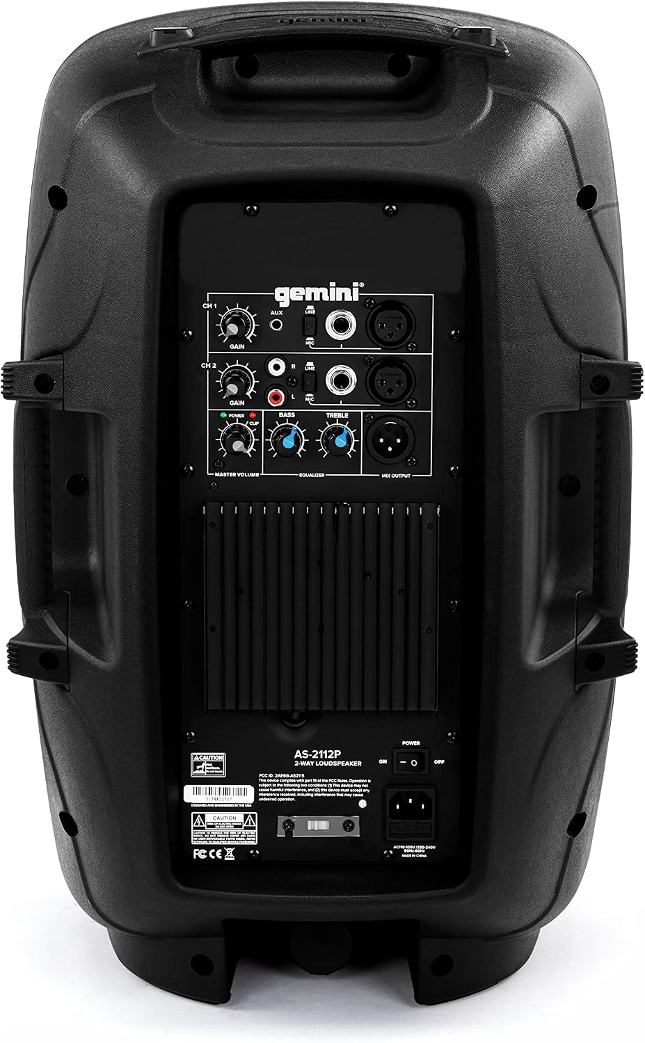 Gemini 120W Powered PA Speaker 12' – Active Stage Monitor Cabinet with XLR/Mic Inputs, EQ Control, Rugged & Portable for Small Venues, DJs & Performers (AS-2112P)