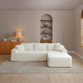 Modular Sectional Sofa Couches, 105' L-Shaped Cloud Boneless Couch with Right Chaise Lounge for Living Room | No Assembly Required | Corduroy Fabric, Beige