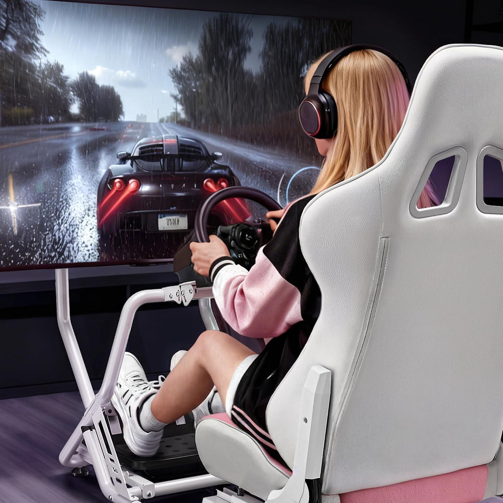 ARES WING Sim Racing Cockpit with Monitor Mount, Steering Wheel Stand with Seat, Racing Simulator Cockpit Compatible with Fanatec, Thrustmaster, Logitech, Moza Racing Games on PS5, PS4, Xbox and PC