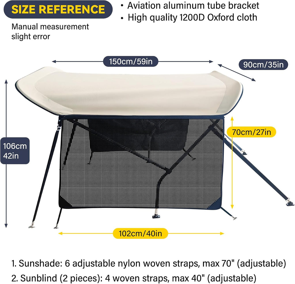 CCLINK Shade Canopy for zero turn lawn mower for john deere canopy,Kubota,Cub Cadet,Troy-Bilt & Others Foldable with UV Protection Equipped with High Visibility Left and Right Sunshades