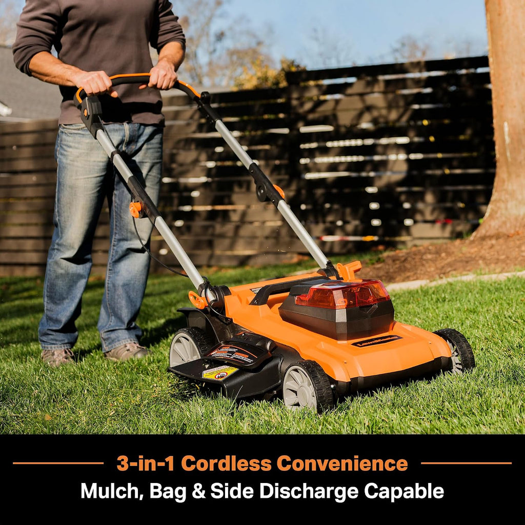 LawnMaster 48V MAX Electric Lawn Mower, 19-inch Brushless Cordless Lawn Mower with 2X24V MAX 4.0Ah Battery and a Dual Charger-CLMF4819A