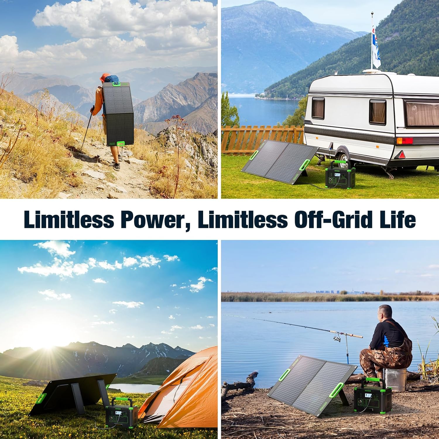 100W Portable Solar Panel for Power Station Generator, 20V Foldable Solar Cell Solar Charger with High-Efficiency Battery Charger for Outdoor Camping Van RV Trip