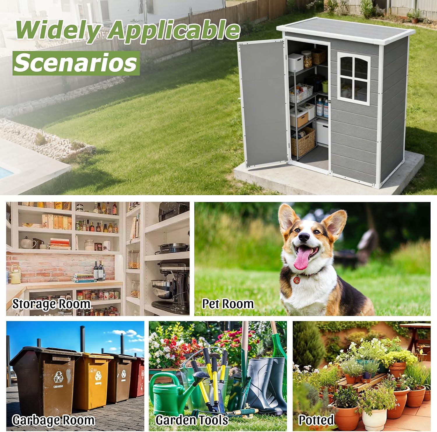 Resin Outdoor Storage Shed Kit Plastic Sheds Perfect to Store Patio Furniture, Garden Tools Bike Accessories, Beach Chairs and Lawn Mower, Grey (5x3 ft)