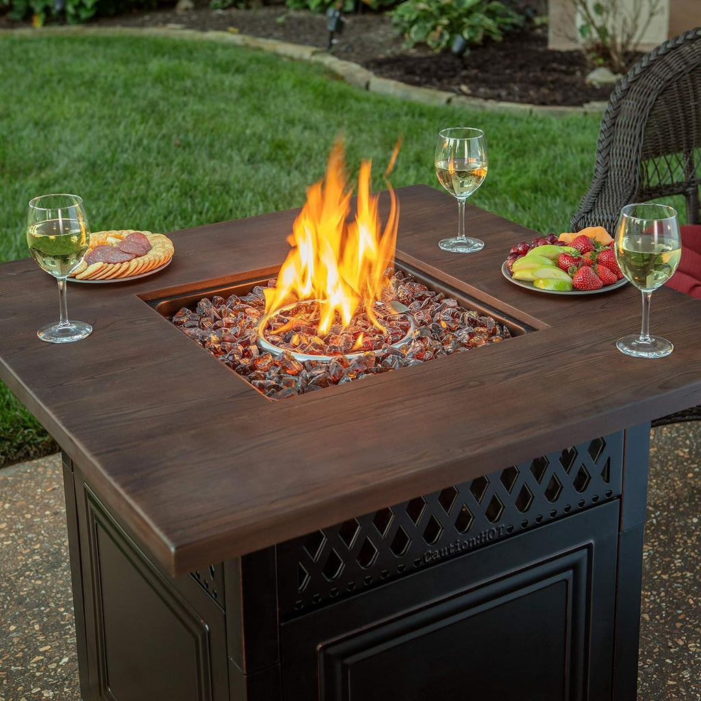 DualHeat by Endless Summer, The Donovan, 38' Square Propane Gas Outdoor Fire Pit Plus Patio Heater