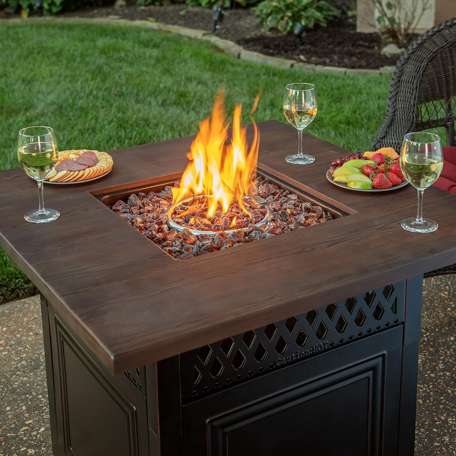 DualHeat by Endless Summer, The Donovan, 38' Square Propane Gas Outdoor Fire Pit Plus Patio Heater