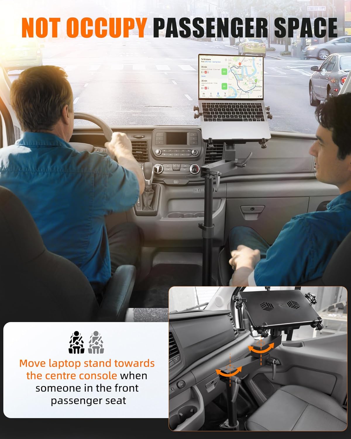 MELIPRON Van Laptop Mount Fit for Ford Transit 2014-2023 150 250 350 Cargo Van Laptop Holder Stand