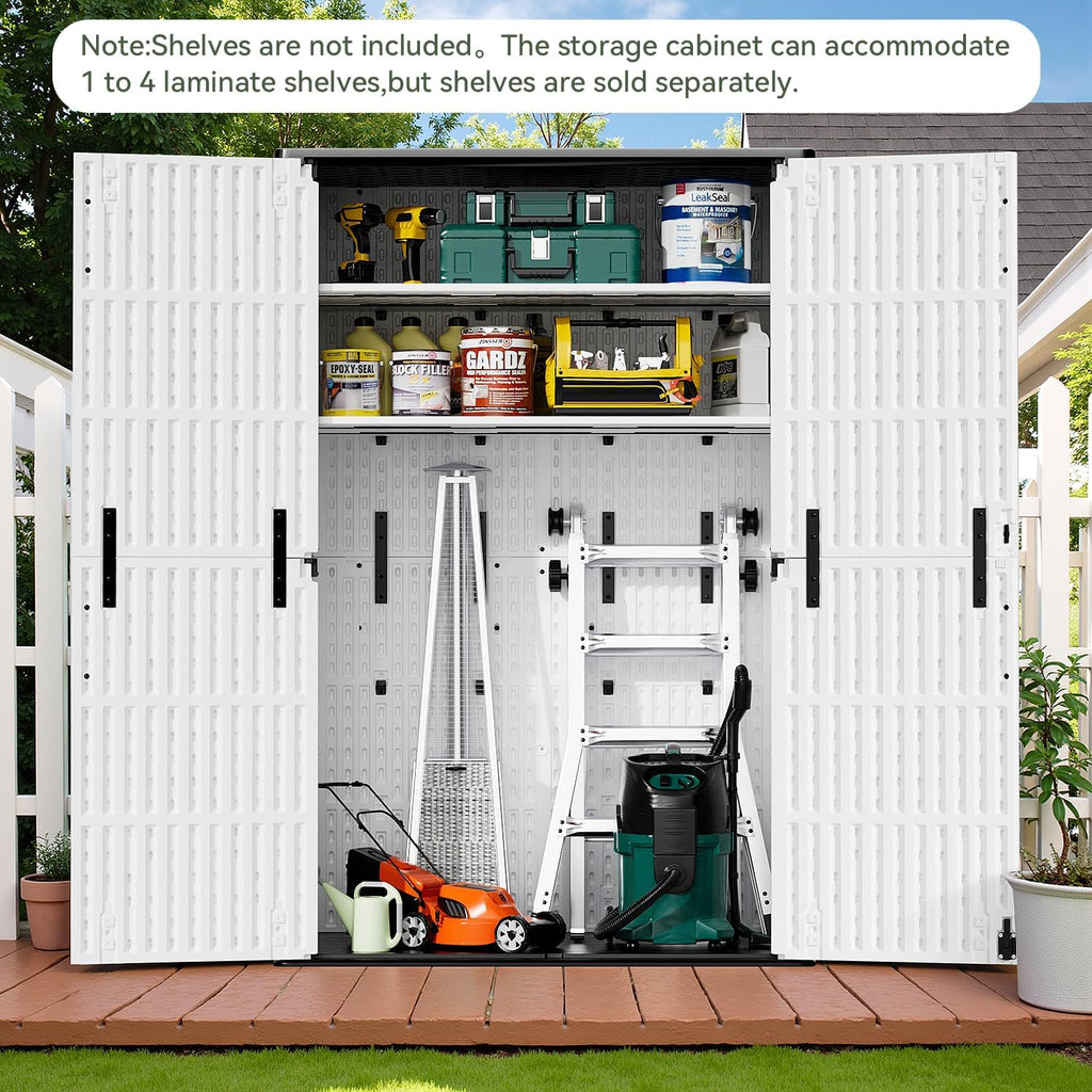 Patiowell 50 Cu.ft Outdoor Storage Cabinet with Lockable Door, Waterproof Horizontal Storage Shed for Tools and Patio Furniture, All-Weather Resin Shed Easy Assemble for Pool or Backyards, White