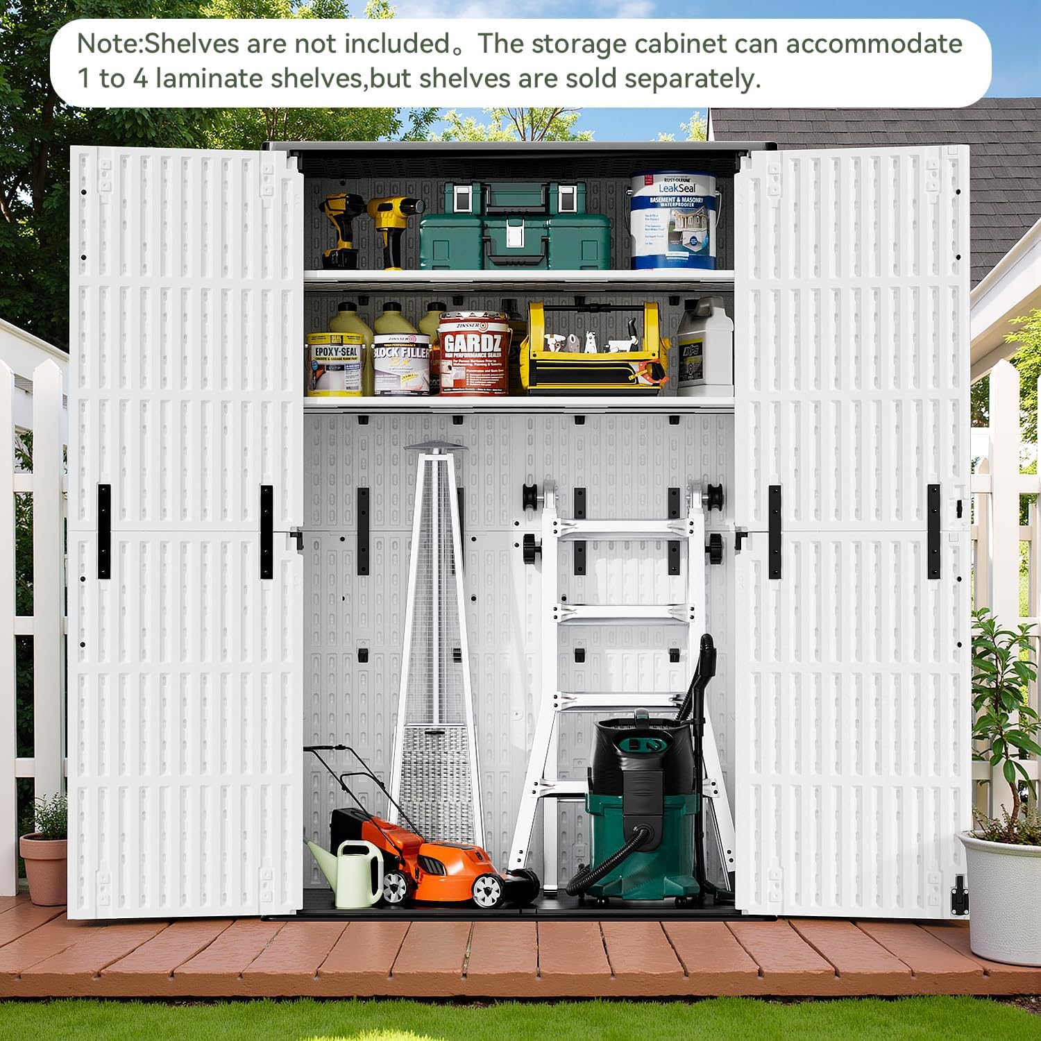 Patiowell 50 Cu.ft Outdoor Storage Cabinet with Lockable Door, Waterproof Horizontal Storage Shed for Tools and Patio Furniture, All-Weather Resin Shed Easy Assemble for Pool or Backyards, White