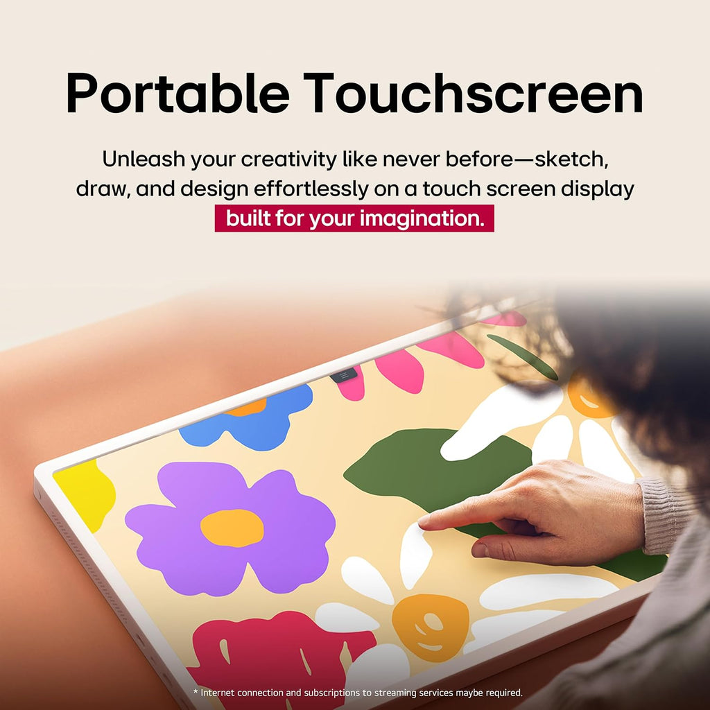LG 27-Inch StanbyME 2 with Folio Cover, Portable Touch Screen, Dolby Vision, HDR10, Filmmaker Mode, Built-in Battery, Full Swivel Rotation (27LX6TYGA, 2025)
