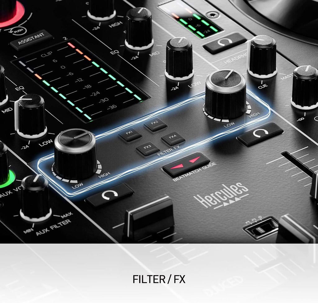 Hercules DJControl Inpulse 500 DJ Controller – Beginner DJ Set, 2-Deck USB DJ Mixer with Built-In Audio Interface, RGB Pads, Touch-Sensitive Jog Wheels