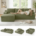 Modular Sectional Sofa Couches, 96' L-Shaped Cloud Boneless Couch with Left Chaise Lounge & Side Pockets for Living Room | No Assembly Required | Corduroy Fabric, Green