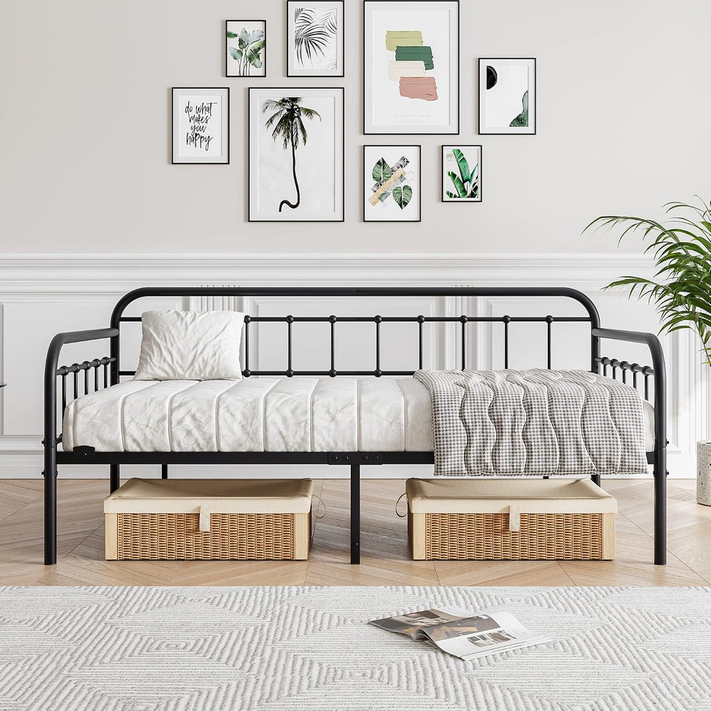 Metal Daybed Frame Twin Size with Steel Slats Platform Furniture,Black…