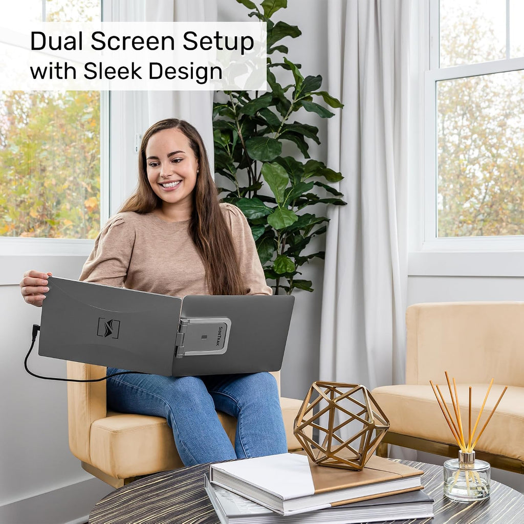 SideTrak Swivel 14' Portable Monitor for Laptop, Screen Extender with Patented Swivel Hinge, Attachable Travel Monitor, Dual Screen FHD Display, USB-C® & HDMI, (Dark Gray)