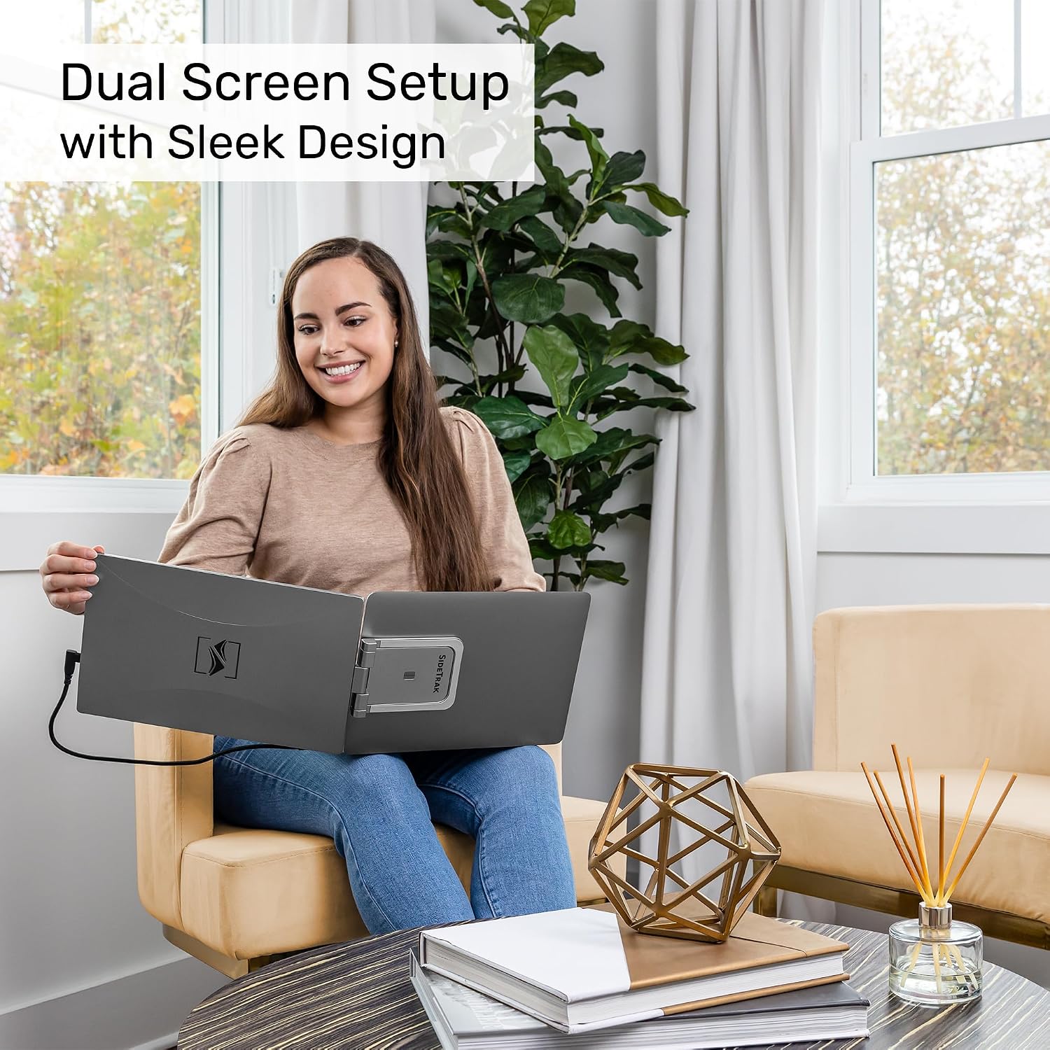 SideTrak Swivel 14' Portable Monitor for Laptop, Screen Extender with Patented Swivel Hinge, Attachable Travel Monitor, Dual Screen FHD Display, USB-C® & HDMI, (Dark Gray)