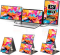 Triple Laptop Screen Extender, 16' Triple Screen Laptop Monitor Extender, FHD 1200P IPS Triple Monitor, 235° Rotation Plug&Play for Multi-Screen Work/Travel/Conference/Study