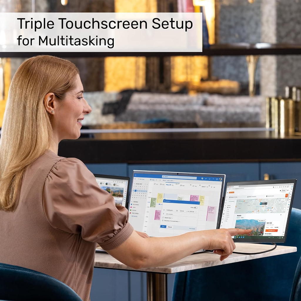 SideTrak Swivel Pro Triple 13.3' Portable Monitor for Laptop | Patented 360° Swivel Hinge, Ultra-Slim FHD 1080p Laptop Screen Extender w/Kickstand | USB-C, Mac, PC, Chrome Compatible