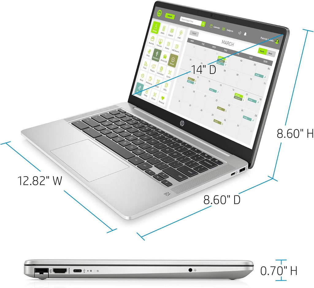 2020 Flagship HP 14 Chromebook Laptop Computer 14' HD SVA Anti-Glare Display Intel Celeron N5000 Processor 4GB DDR4 64GB eMMC Backlit WiFi Webcam Chrome OS
