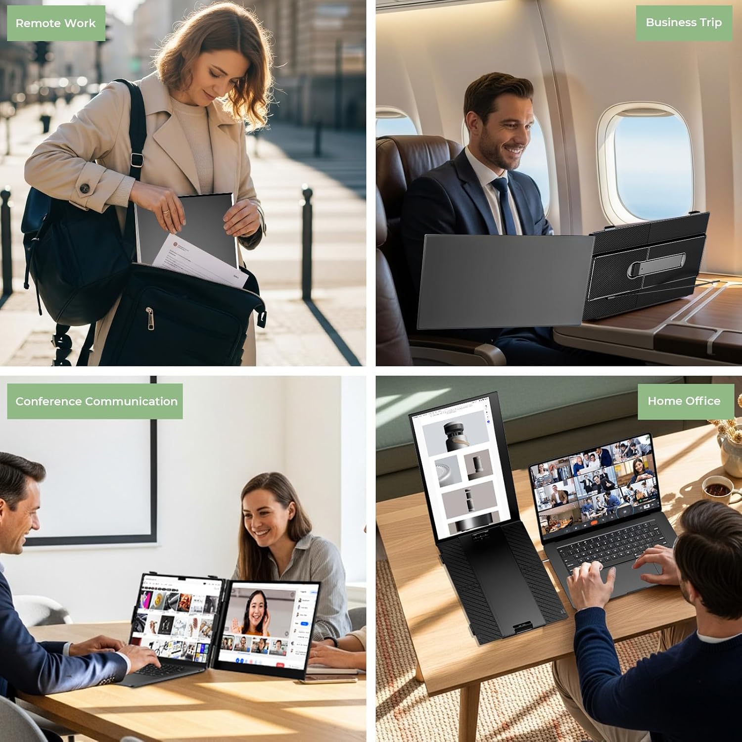 ZUMWALT Laptop Screen Extender, 14' FHD 1080P Dual Portable Monitor for Laptop, Ultra-Thin Travel Monitor Extender Fit 13'-17.3', Plug and Play Compatible with Windows/Mac/Android/Chrome/Switch