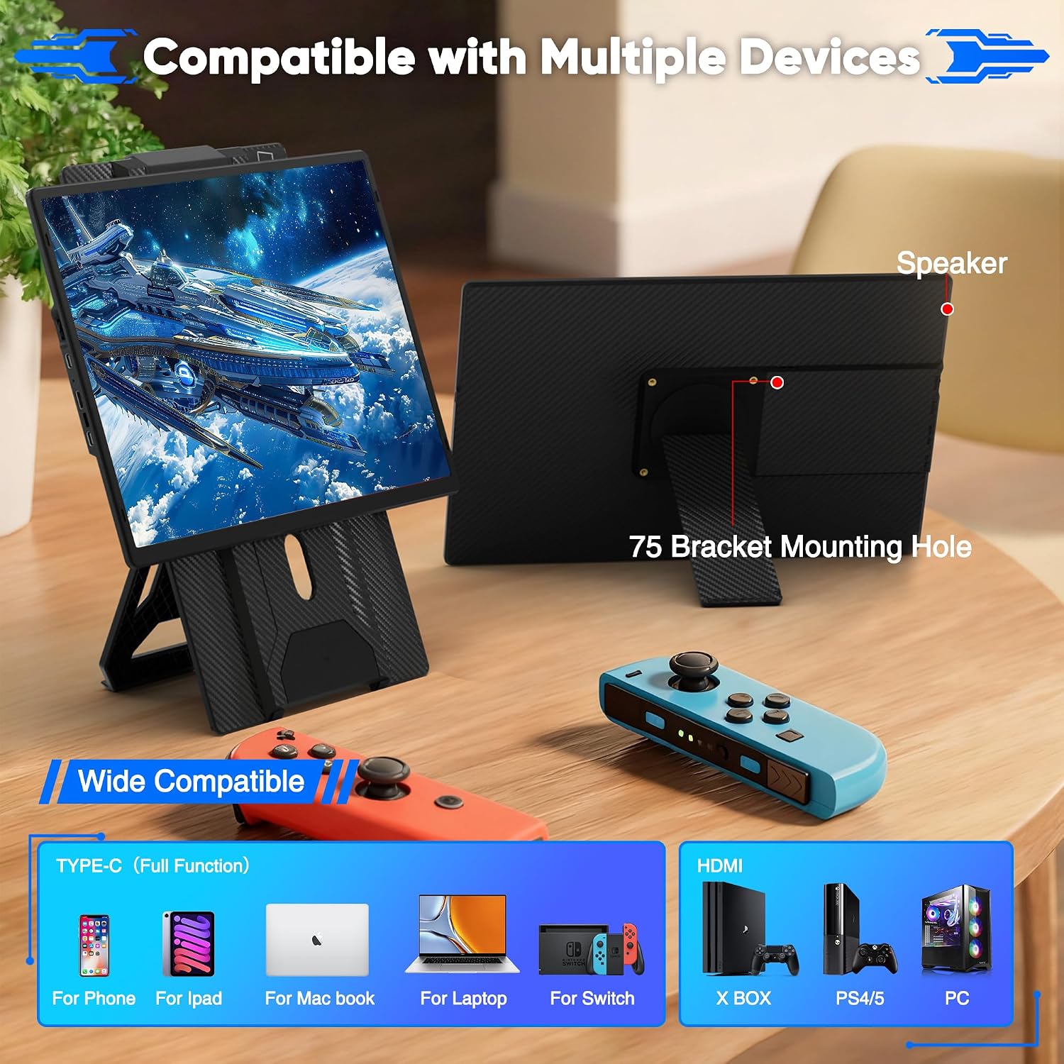 Laptop Screen Extender Portable Monitor, FHD 1200P 16.1' Detachable Monitor Extender for Laptop, Fit for 13-17' Laptops, Compatiable with Windows/Mac/Chrome/Android