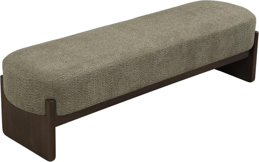 Christopher Knight Home Arden Minimalist Loop Yarn Fabric Dining Bench, Wooden Entryway Ottoman Bench, Modern Living Room Sofa Ottoman Footrest, Bedroom End of Bed Bench, Dark Green+Brown
