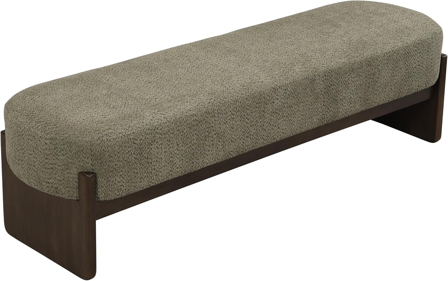 Christopher Knight Home Arden Minimalist Loop Yarn Fabric Dining Bench, Wooden Entryway Ottoman Bench, Modern Living Room Sofa Ottoman Footrest, Bedroom End of Bed Bench, Dark Green+Brown