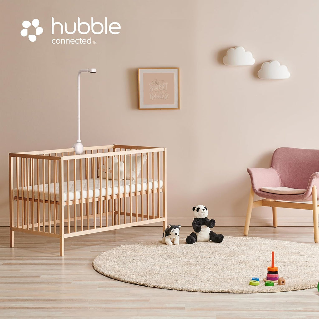 HUBBLE CONNECTED SkyVision AI Pro Baby Monitor — Baby Camera Monitor w/Covered Face, Rollover & True Cry Detection, Sleep Trainer, Soother & More — w/Touch Screen HD Parent Unit, Crib Mount System