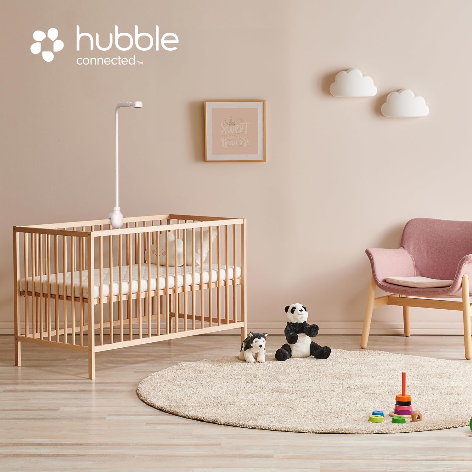 HUBBLE CONNECTED SkyVision AI Pro Baby Monitor — Baby Camera Monitor w/Covered Face, Rollover & True Cry Detection, Sleep Trainer, Soother & More — w/Touch Screen HD Parent Unit, Crib Mount System