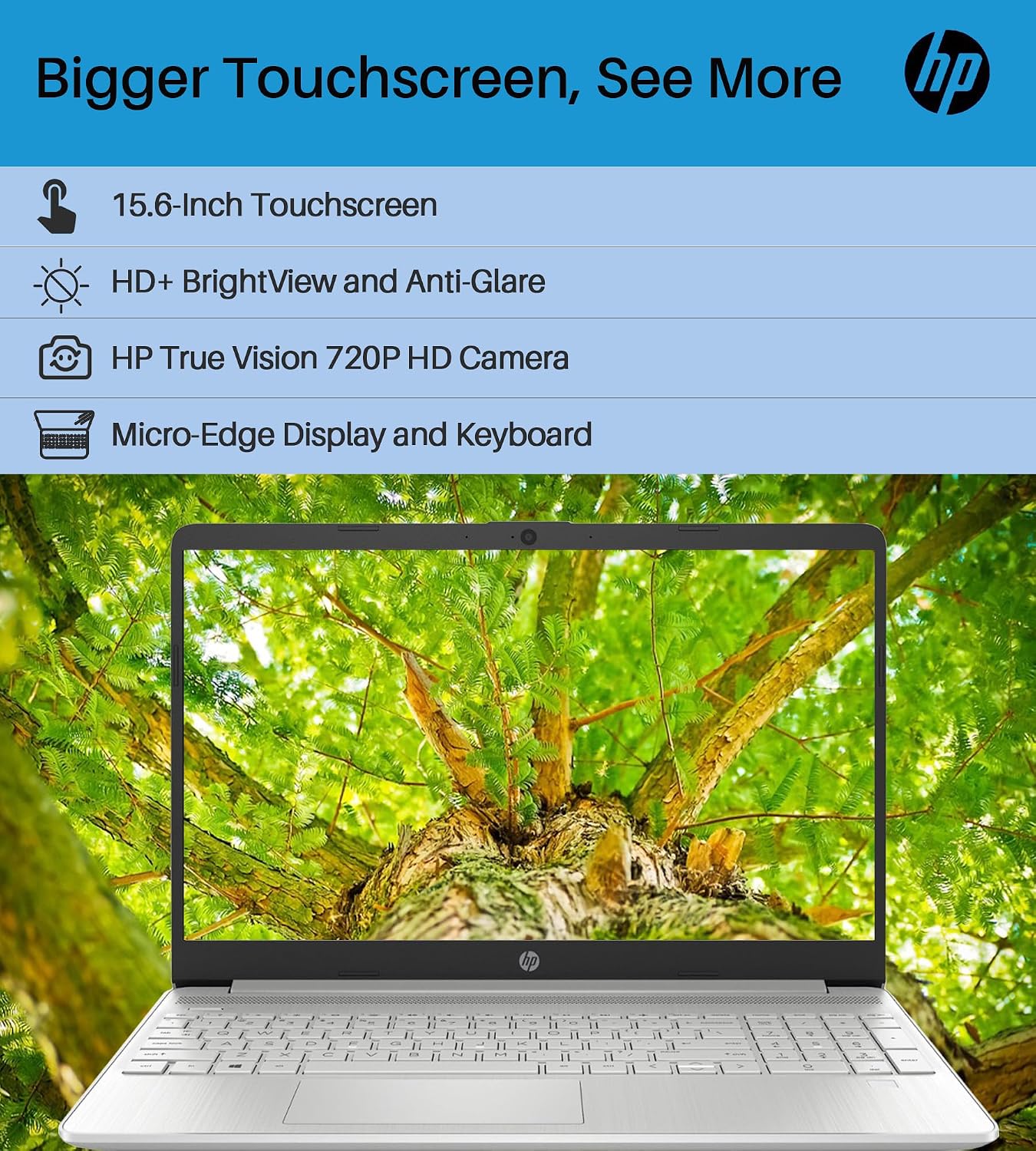 HP 2024 15.6' Touchscreen Laptop - with Microsoft Office Lifetime License, Intel i3-1215U, 16GB RAM, 1TB SSD, Long Battery Life, Micro-Edge, Bluetooth, Wi-Fi, Thin & Light, Windows 11 Pro