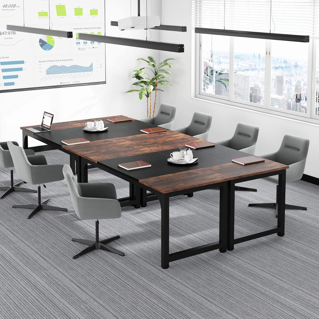 Tribesigns 63' Executive Desk, Large Office Computer Desk with Thicken Frame, Modern Simple Workstation Business Furniture for Home Office, Rustic Brown/Black