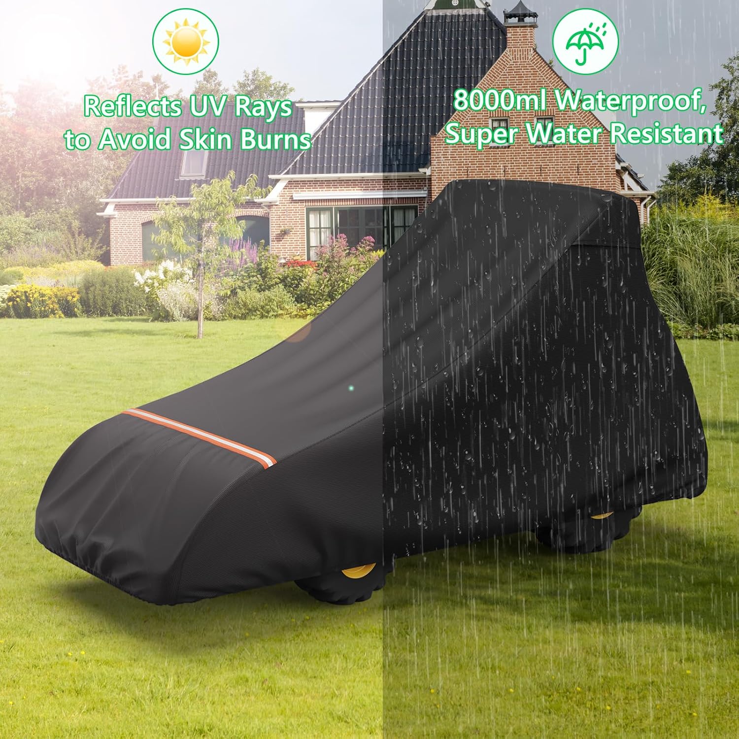 AKEfit Tractor Cover,Tractor Covers Waterproof Heavy Duty,420D Oxford Waterproof, Dustproof, UV Protection Universal Tractor Cover With reflective strip,189.3''Lx76.3''Wx86.2''H